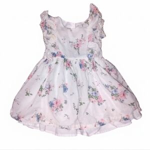 Strasburg Lace Floral Baby Dress With Ruffle Sleeves